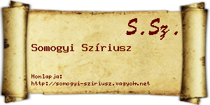Somogyi Szíriusz névjegykártya